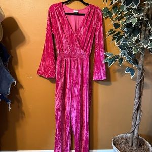 pink velour jumpsuit